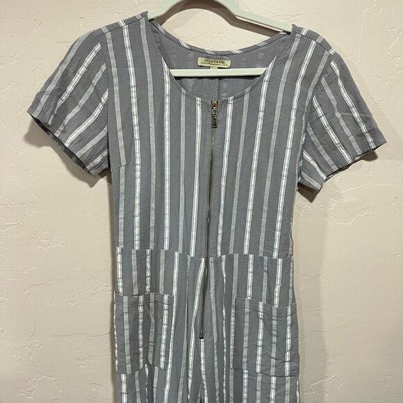 Grey Striped Jumpsuit- Medium - Picture 2 of 9